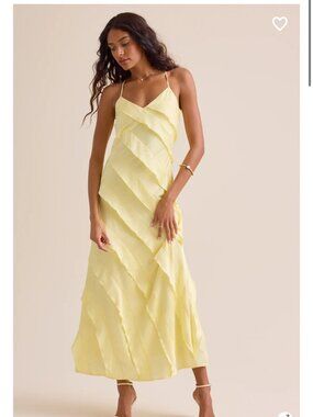 Butter Yellow Layer Maxi Dress Altar'd State NWT